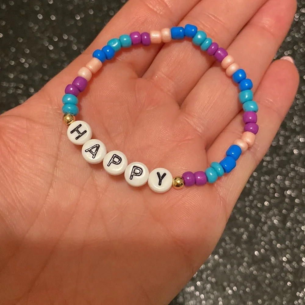 Kids multi colored bead stretch bracelet